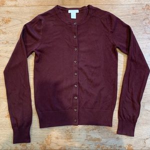 H&M burgundy button sweater